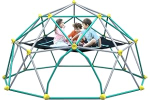 Virubi 13 FT Climbing Dome with Play Canopy for Kids 3-10, Outdoor Play Equipment Supporting 1000 lbs, Anti-Rust Jungle Gym, Easy Assembly Geometric Dome Climber Play Center (Blue & Silver)