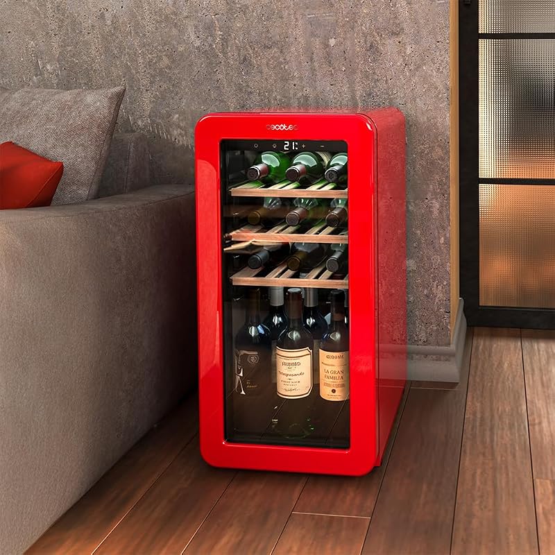 Cave a Vin 18 Bouteilles Bolero GrandSommelier Origin 18 Hit Black. Cave à vin rétro, noir, 18 bouteilles, NoFrost, 5-20 ºC, LED, compresseur, clayettes en bois