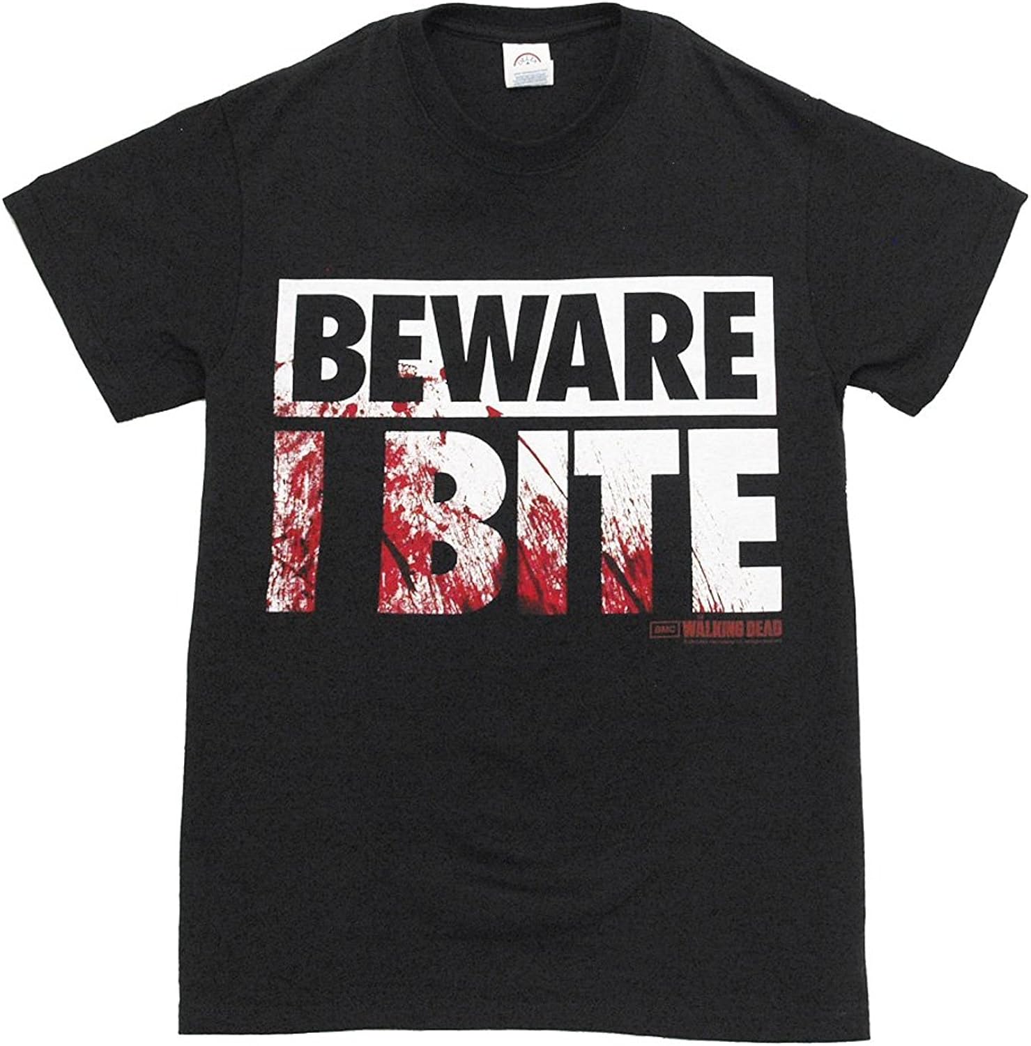 Walking Dead The Beware I Bite Costume Official Licensed AMC Adult T-Shirt Black