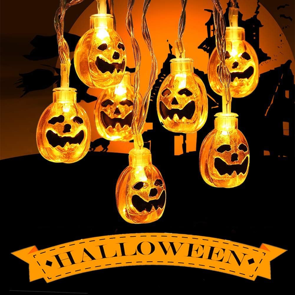 ODISTAR 9.8FT Holiday Pumpkin String Lights,20 LEDs Battery Operated Waterproof 3D Jack Lantern for Party Indoor Outdoor Kitchen Home Decorations