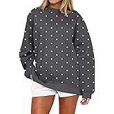 KIGRAD Women Y2k Oversized Fleece Cute Polka Dot Crewneck Sweatshirts Preppy Drop Shoulder Pullover Jumper Fall Outfits