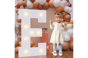 Bugame 3FT Marquee Letters, Large Light Up Letters for Birthday Wedding Backdrop Warm Light Marquee Letters 3 Feet Tall for Baby Shower Party Proposal Decoration Decor, Letter E