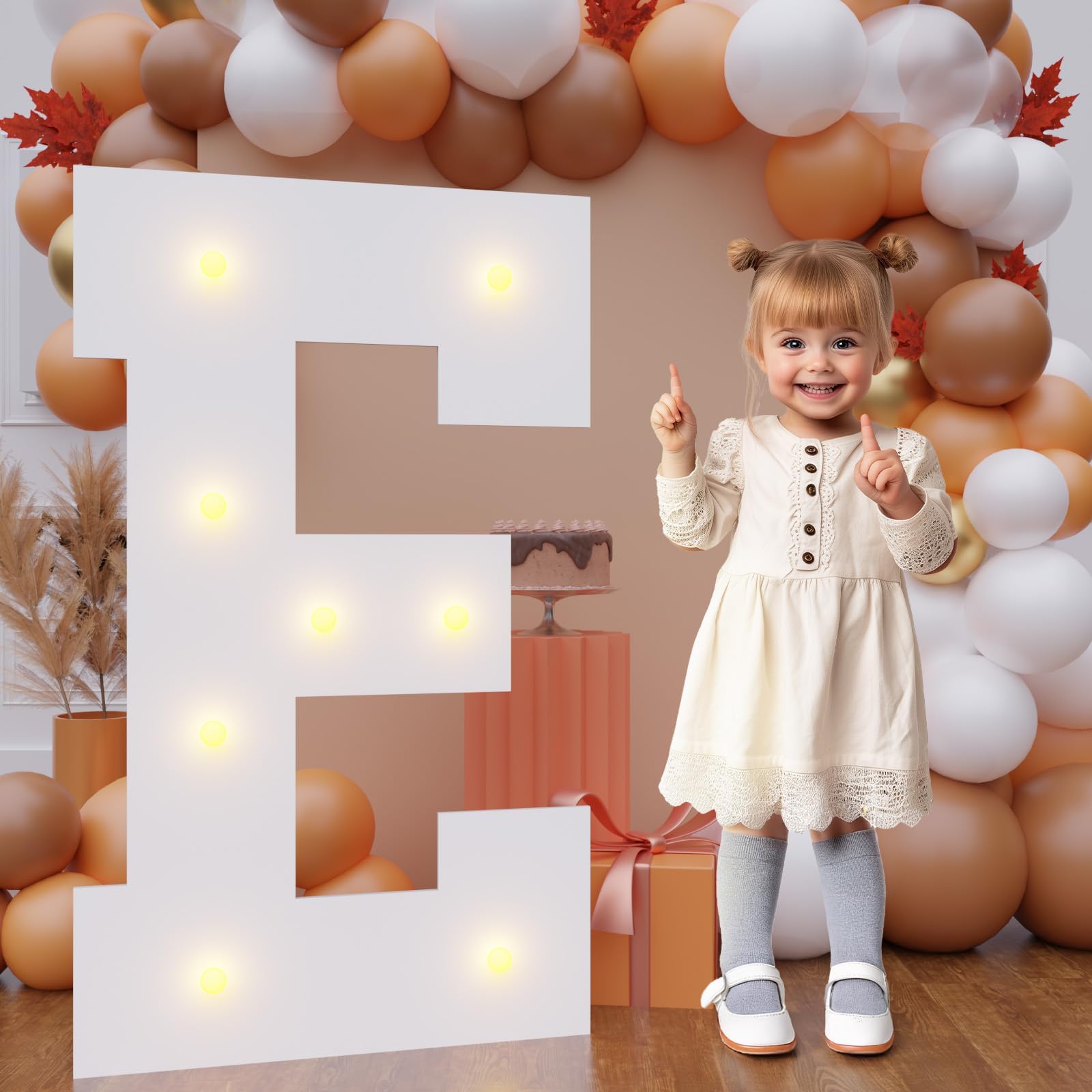 Photo 1 of Bugame 3FT Marquee Letters, Large Light Up Letters for Birthday Wedding Backdrop Warm Light Marquee Letters 3 Feet Tall for Baby Shower Party Proposal Decoration Decor, Letter E
