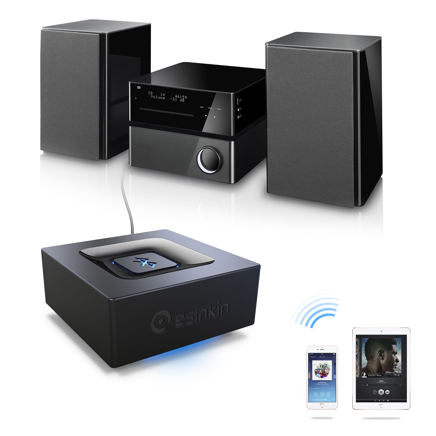 Bluetooth Audio Adapter for Music Streaming Sound System, esinkin W29