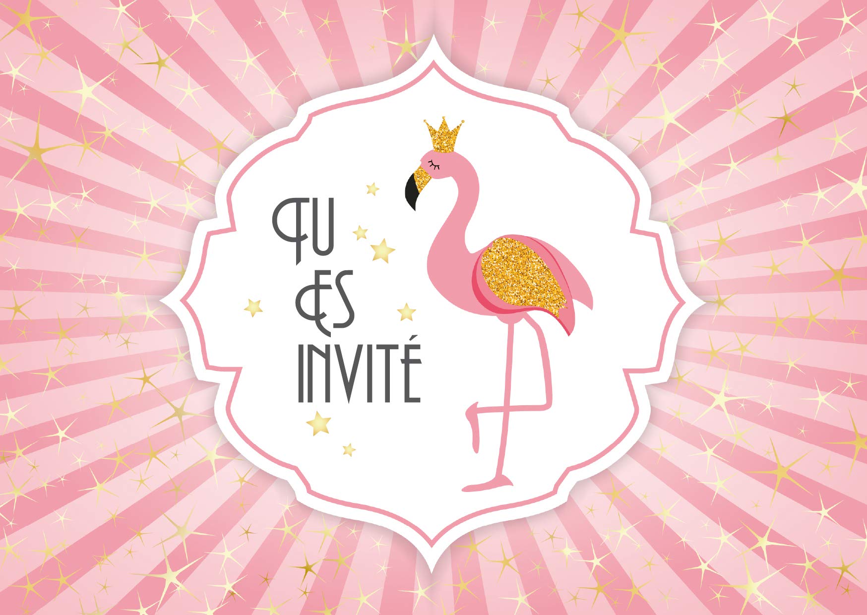 EDITION COLIBRI (11006 FR) 10 Invitations in French "Flamingo": Pack of 10 Invitations for a Girl's Birthday