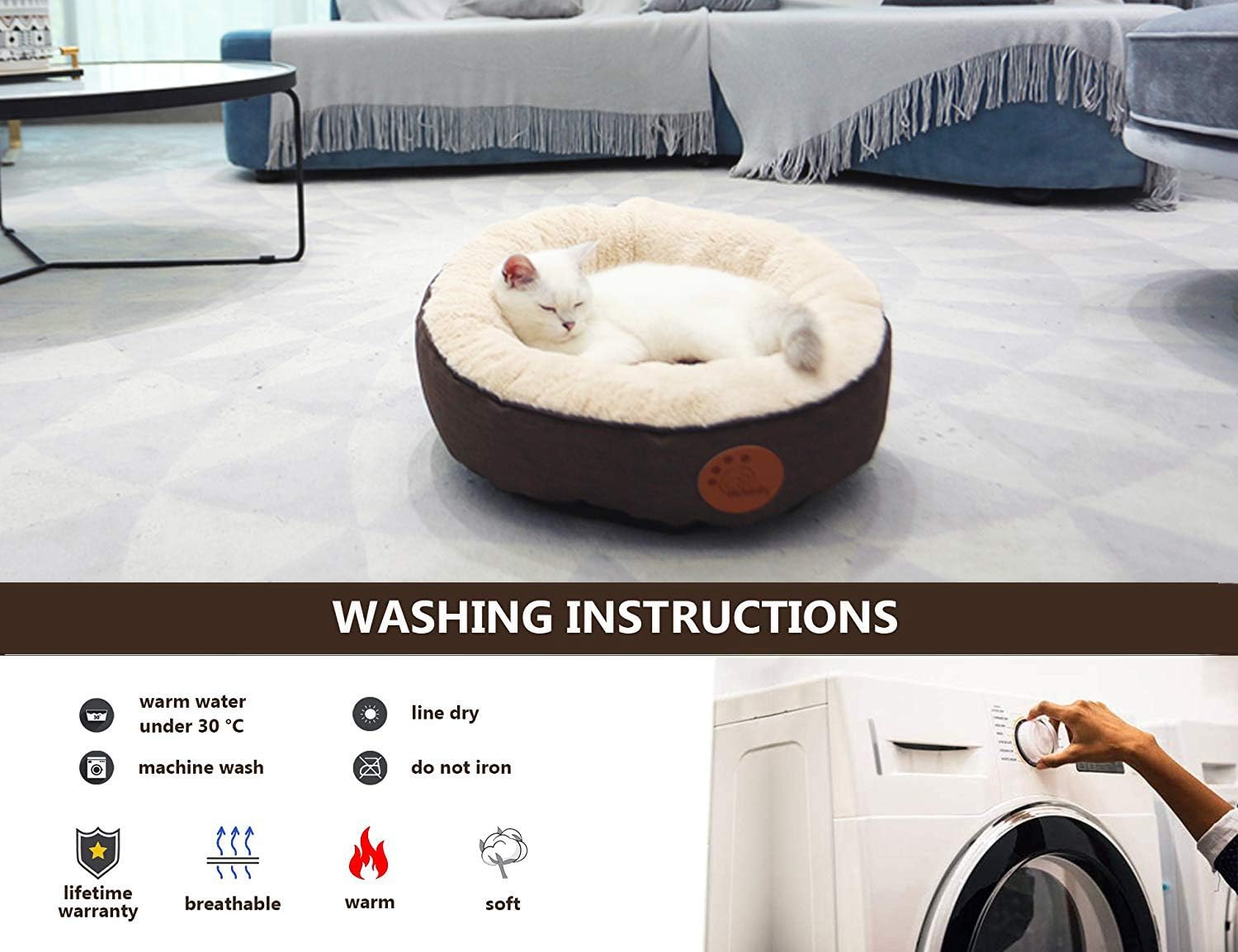 HACHIKITTY Washable Donut Cat Bed Round, Cat Beds Indoor Cats Medium, Small Cat Bed Machine Washable, 18 : Pet Supplies