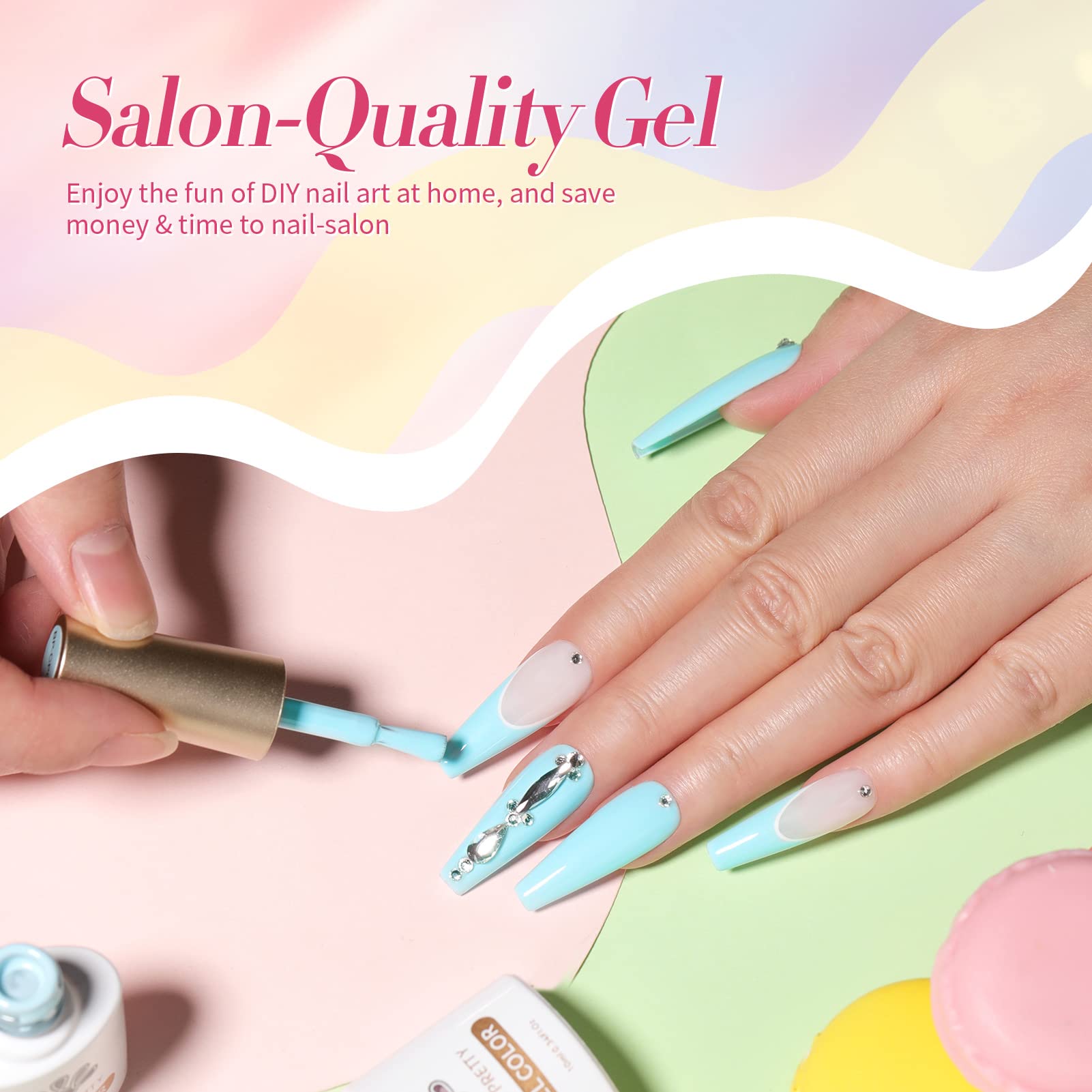 Born Pretty Pastel Gel Nail Polish Set Spring Summer Gel Polish Macaron Candy Sweet Color Gel Polish Easter Soft Pink Yellow Purple Blue Green Colors Collection Nail Art Gift Box 7ML 6PCS - Image 6
