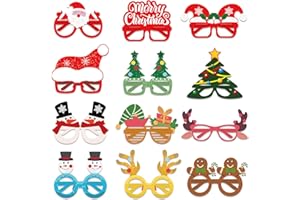 BigOtters Christmas Paper Eyeglasses, Christmas Party Glasses Bulk Frame Costume for Adults and Kids Party Favors Photo Booth, 12PCS