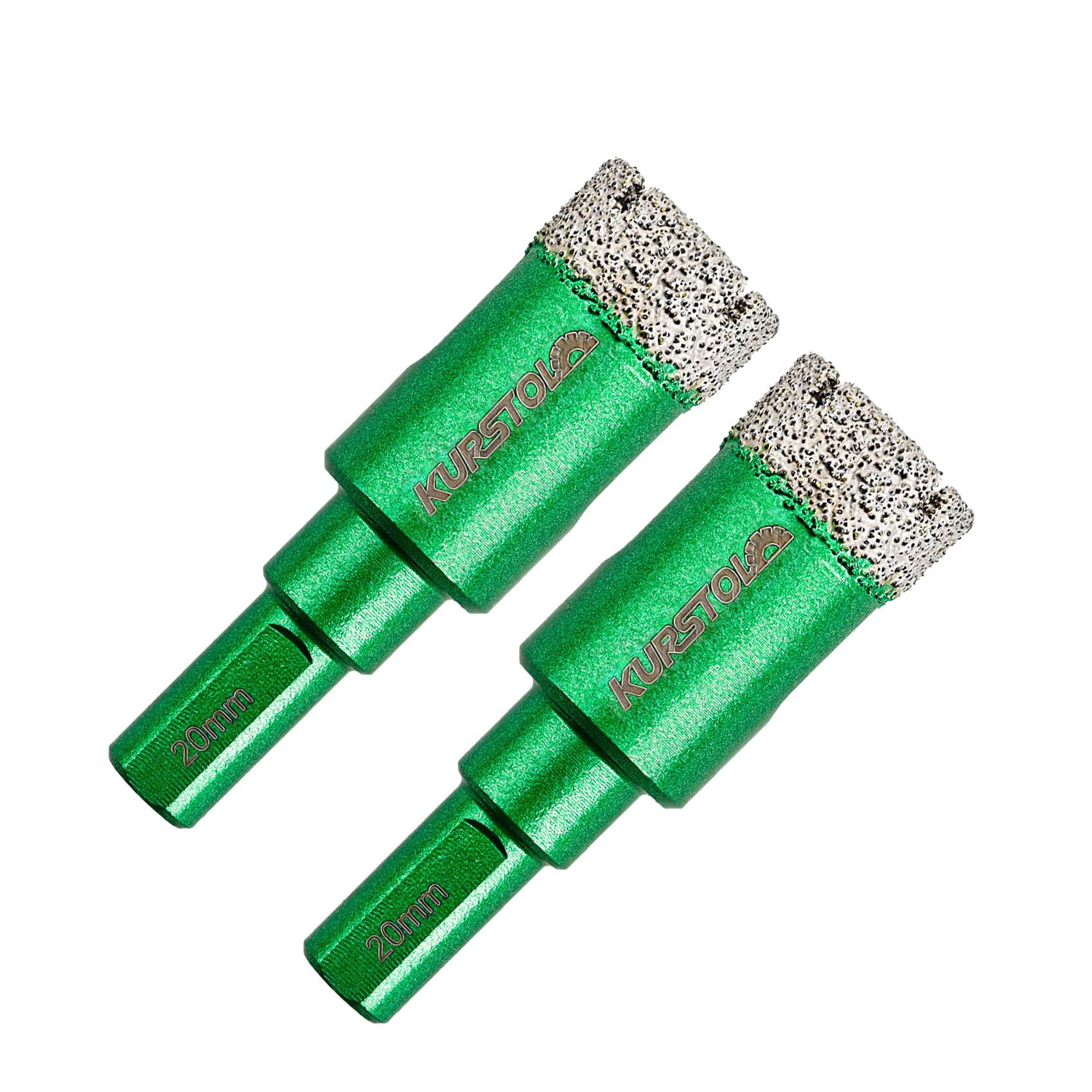 Porcelain Tile Diamond Drill Bits - KURSTOL 2pcs 20mm Dry Diamond Hole Saw Triangle Shank for Ceramic Marble Granite Stone — image 1