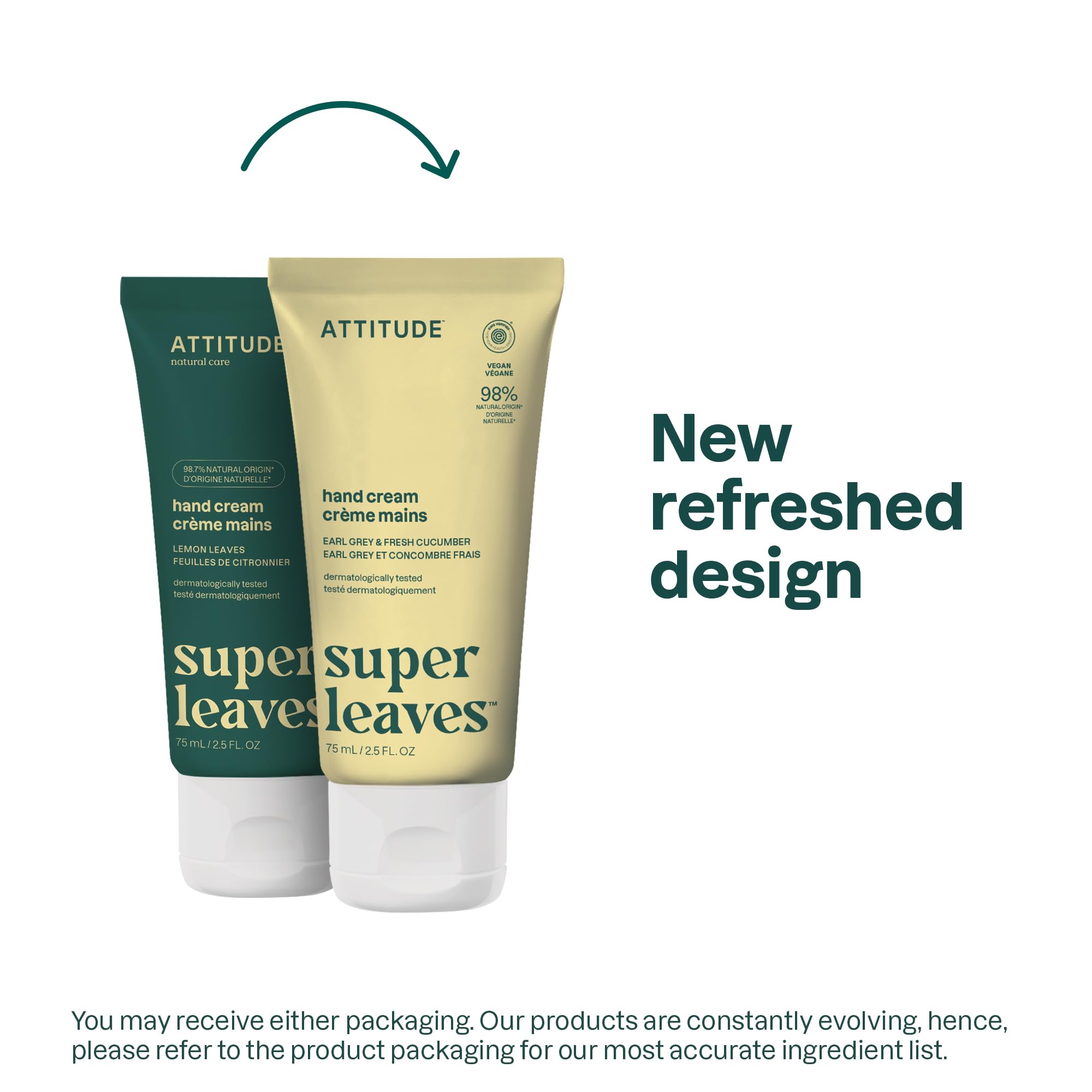 ATTITUDE Hand Cream, EWG Verified, Plant and Mineral-Based, Vegan Personal Care Products, Earl Grey & Fresh Cucumber Scent, 2.5 Fl Oz