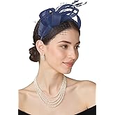 BABEYOND Fascinators Hats for Women - Tea Party Hat Kentucky Elegant Tulle Feather Ribbon Bridal Wedding Derby Headband