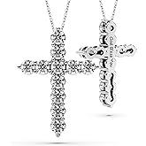 Moissanite Cross Necklace for Women Faith Pendant Christian Gifts Rodium Sterling Silver Jewelry for Her Wife Daughter Granddaughter Mom Grandma Anniversary Christmas Birthday Mothers Day