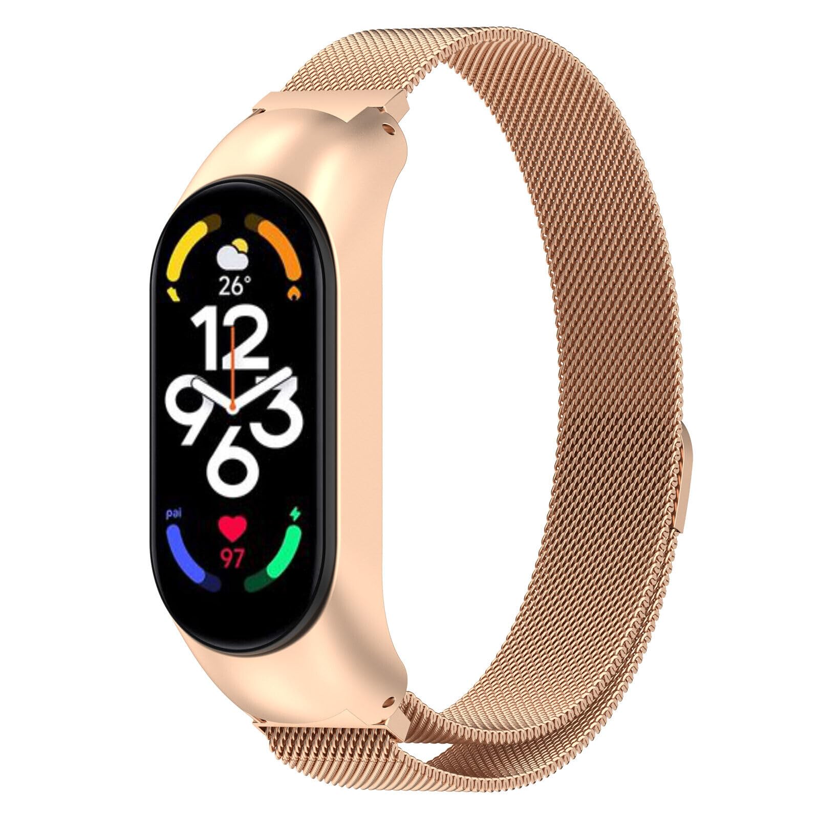 Panda Bobo Metal Strap for Xiaomi Mi Band 7/7 NFC Milanese Magnetic Strap Bracelet Wrist Strap Replacement (Rose Gold)