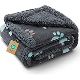Luciphia Waterproof Pet Blankets for Couch Sofa Bed Cover Cat Liquid Pee Proof Washable Soft Fluffy Large Dog Blanket Reversible Furniture Protection Puppy Grey Paw Thicken Small(40" x 28")