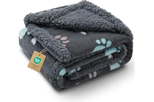 Luciphia Waterproof Pet Blankets for Couch Sofa Bed Cover Cat Liquid Pee Proof Washable Soft Fluffy Large Dog Blanket Reversible Furniture Protection Puppy Grey Paw Thicken Small（40" x 28"）