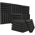 Heavyoff 12 Pack Acoustic Foam Panels Studio Soundproofing Wedges 12"x12"x2" Noise Dampening Sound Insulation for Home Ceiling, Black