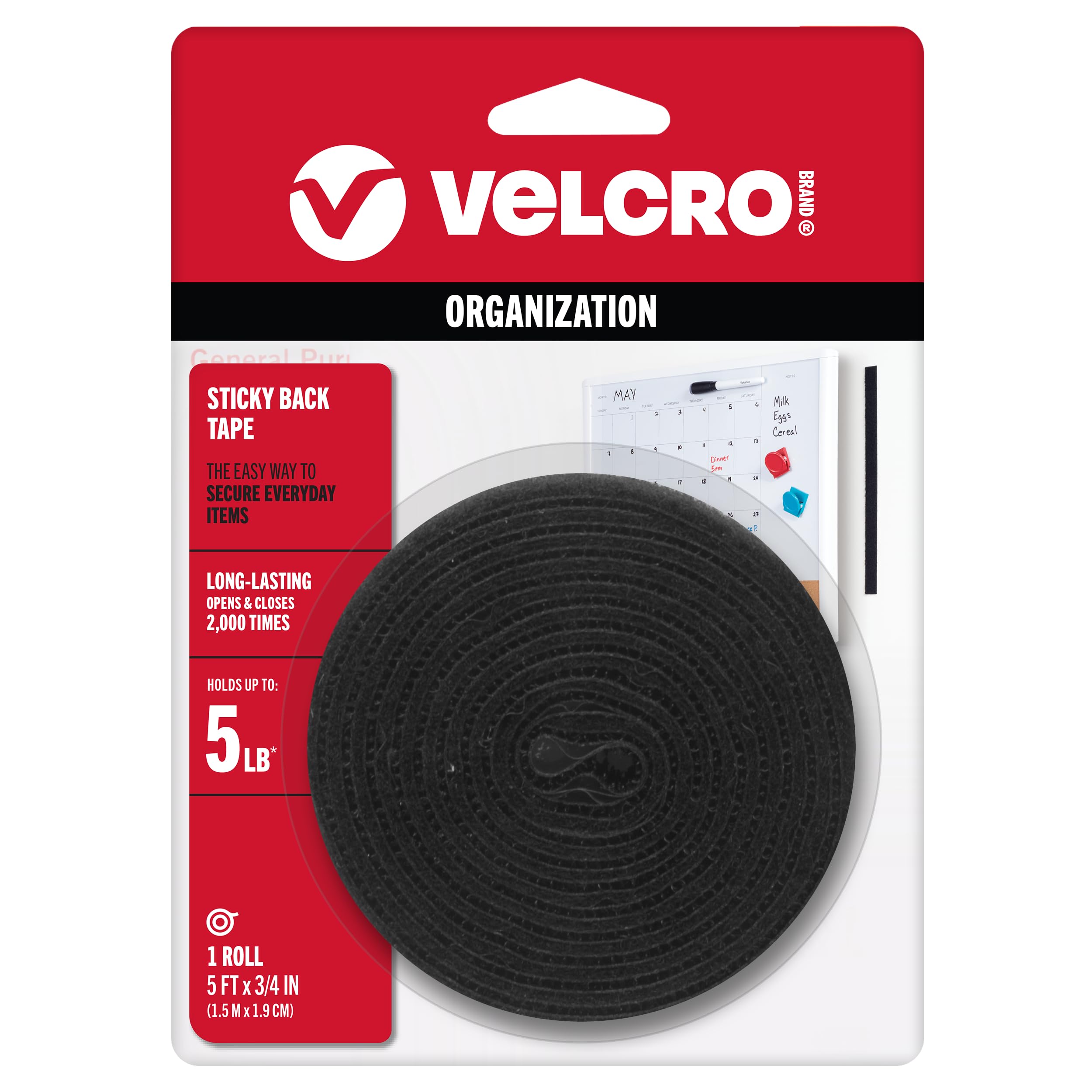 Velcro (R Brand Sticky Back Tape 3/4 x 5inches, Black