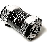 Safus Pattern Fleece Blanket Plush Throw 50" x 60" - Black/White Buffalo Plaid