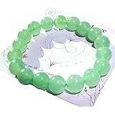 PSEEHEE Handmade Genuine Green Aventurine 10mm Beaded Bracelet, Feng-shui Lucky Stone Chakra Healing Gemstone Crystal Beads Adjustable Bangle Stretch Jewelry Gift for Women Men