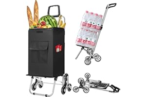 Loading Stair Climbing Shopping Cart, 180Lbs Portable Folding Grocery Carts, Collapsible Shopping Cart with Removable Waterpr