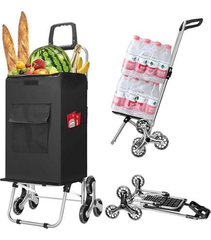 VEVOR CHARIOT MONTE Escalier Courses Pliable 36 L 6 Roues avec Sac de Rangement EUR 36,59