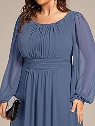 Ever-Pretty Women's Round Neck Long Sleeves Pleated