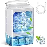 Glimibox Portable Air Conditioners, 3 Speeds 2 Mist Modes Portable AC Unit with 900ml Water Tank,7-Color Lights Evaporative Cooler Blow Cold Air, Mini Car Cooling Fan for Bedroom RV Desk Office Indoor