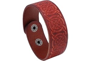 VJOSA Punk Rock Vintage Print Pattern Wristband Pu Leather Cuff Bracelet