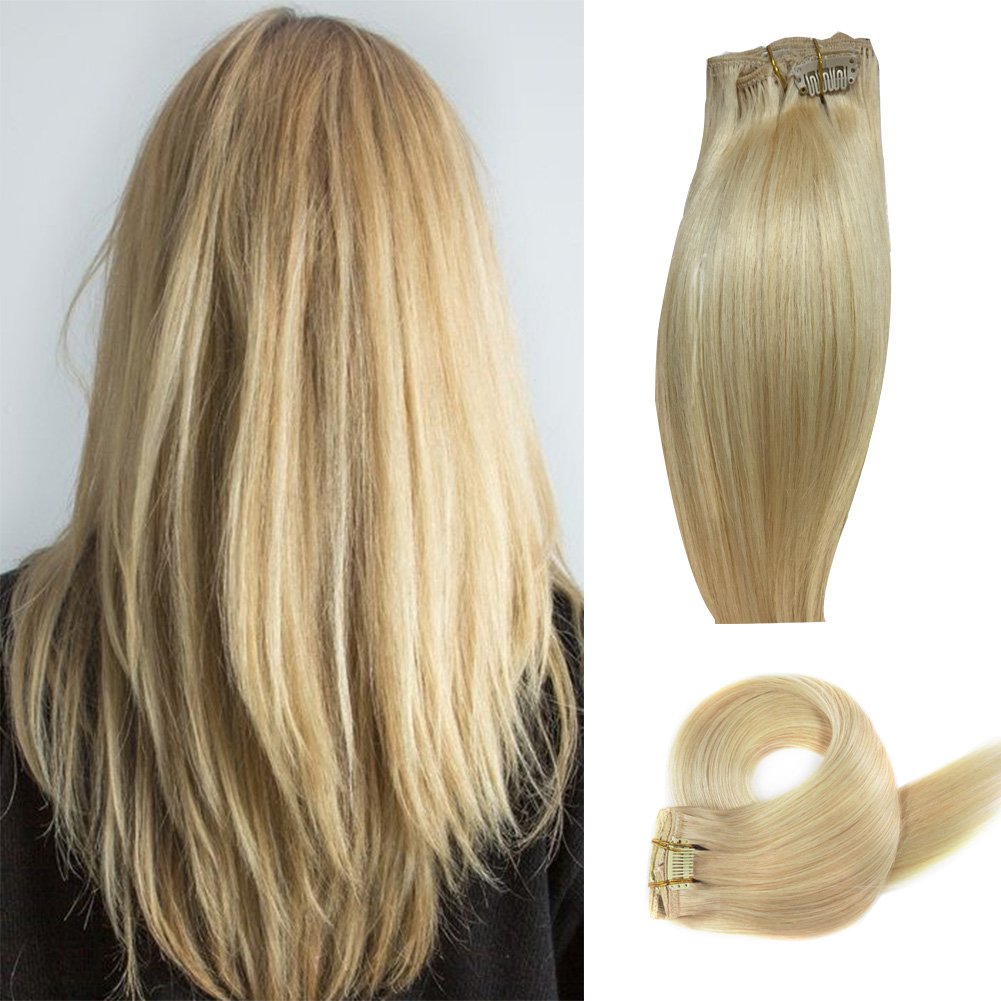 Amazon Com 24 Human Hair Extensions 16inch Clip In Extensions