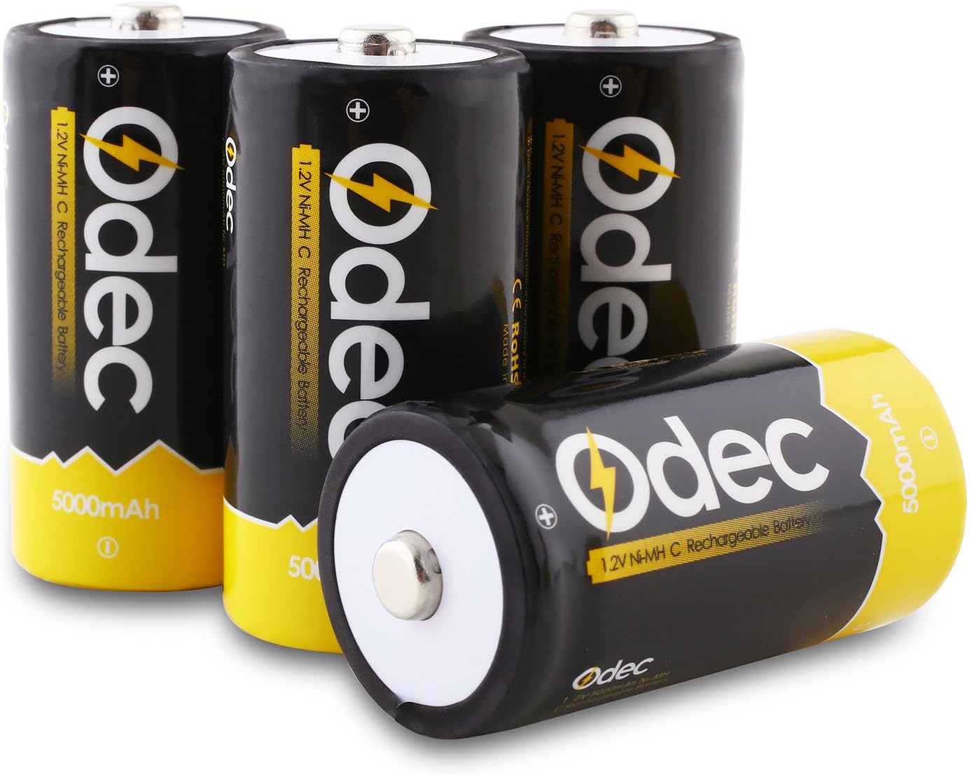 Odec Rechargeable C Type Battery 5,000 mAh Low Self-Discharge Rechargeable C Type Batteries - Set of 4