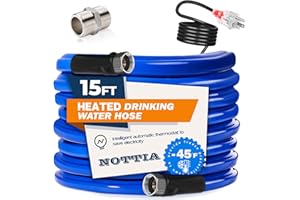 Nottia Heated Water Hose for RV,-45 ℉ Antifreeze Drinking Garden Water Hose，Rv Accessories (15FT)
