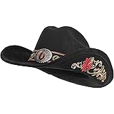 Melesh Western Cowboy Hat for Men and Women, Shapeable Big Wide Brim Cowgirl Hat with Embroidery