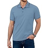 LuxMania Men's Casual Polo Shirts Summer Short Sleeve Button Polo T Shirt with Pocket Lightweight Collared Golf Shirt