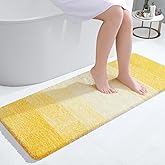 OLANLY Bathroom Runner Rugs 47x17, Extra Soft Absorbent Microfiber Bath Rugs, Rubber Backing, Quick Dry, Machine Washable Bath Mats for Bathroom Floor, Tub and Shower, Home Decor Accessories, Yellow
