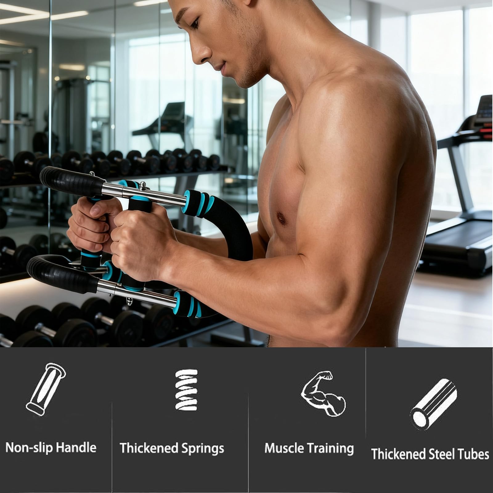 Unisex 3-Level Adjustable Twister Arm Trainer (60-110lbs), Foldable Arm/Muscle/Shoulder/Back Fitness Equipment, Portable Chest Workout Exerciser for Home Gym Travel