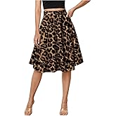 SweatyRocks Skirts for Women High Waist Leopard Print A Line Midi Skirt