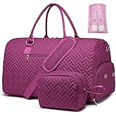 Duffle Bag for Travel, Weekender Bag with Shoe Compartment, Carry On Overnight Bag for Women with Toiletry Bag, Gym Bag with Wet Pocket, Hospital Bags for Labor and Delivery Beige