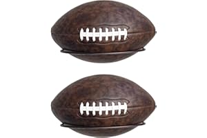 Iyulania Set of 2 Wall Mounted Football Display Stands, Metal Ball Storage Rack for Sports Decor, Garage or Man Cave, Bronze