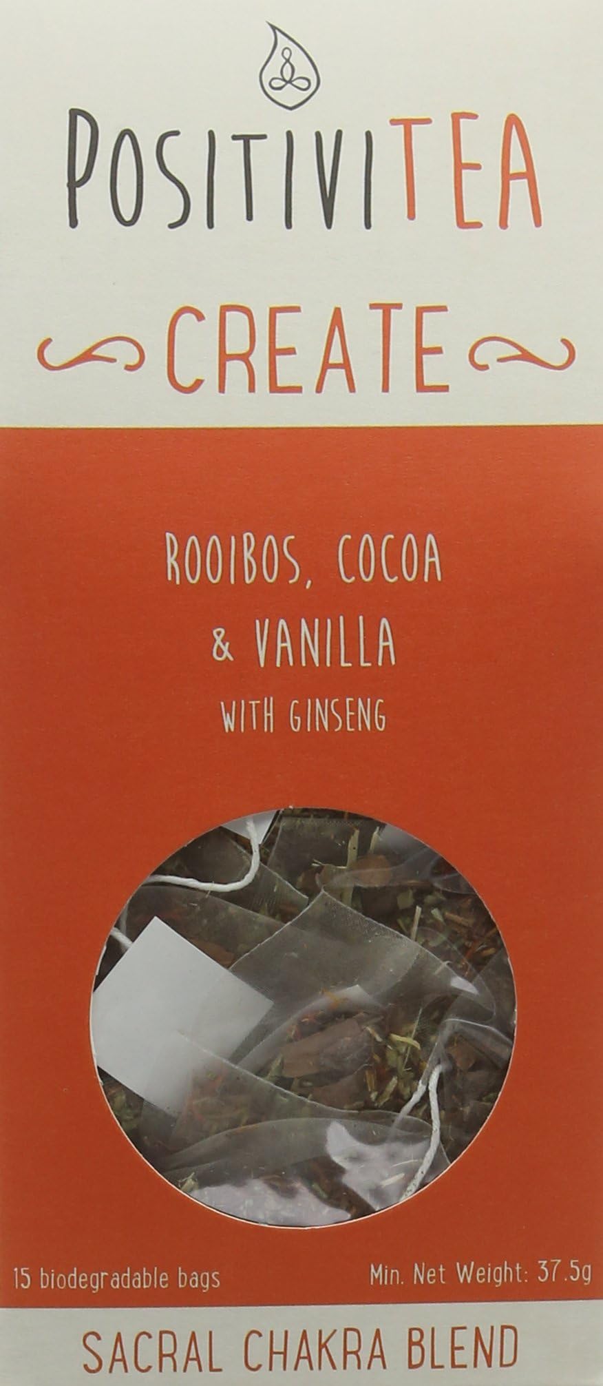 Positivitea Create Rooibos Cocoa Vanilla and Ginseng Teabags, Pack of 15, Pack of 7