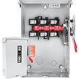 60 Amp Disconnect Switch Box,3 Pole Safety Switch,Non-Fusible,Indoor&Outdoor,Meeting NEMA 3R Standards,Galvanized Steel，Anti Corrosion and Rust Prevention,10-Year Warranty