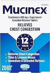 Mucinex 12 Hour 600 mg Guaifenesin Extended-Release Tablets for Excess Mucus Relief, Expectorant Aids Excess Mucus Removal, C