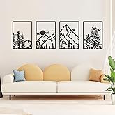 DICYWUDI Black Metal 47.24 x 15.7 inch Mountain Wall Decor – Minimalist Wall Art for or Indoor Kitchen Bathroom Bedroom Livin