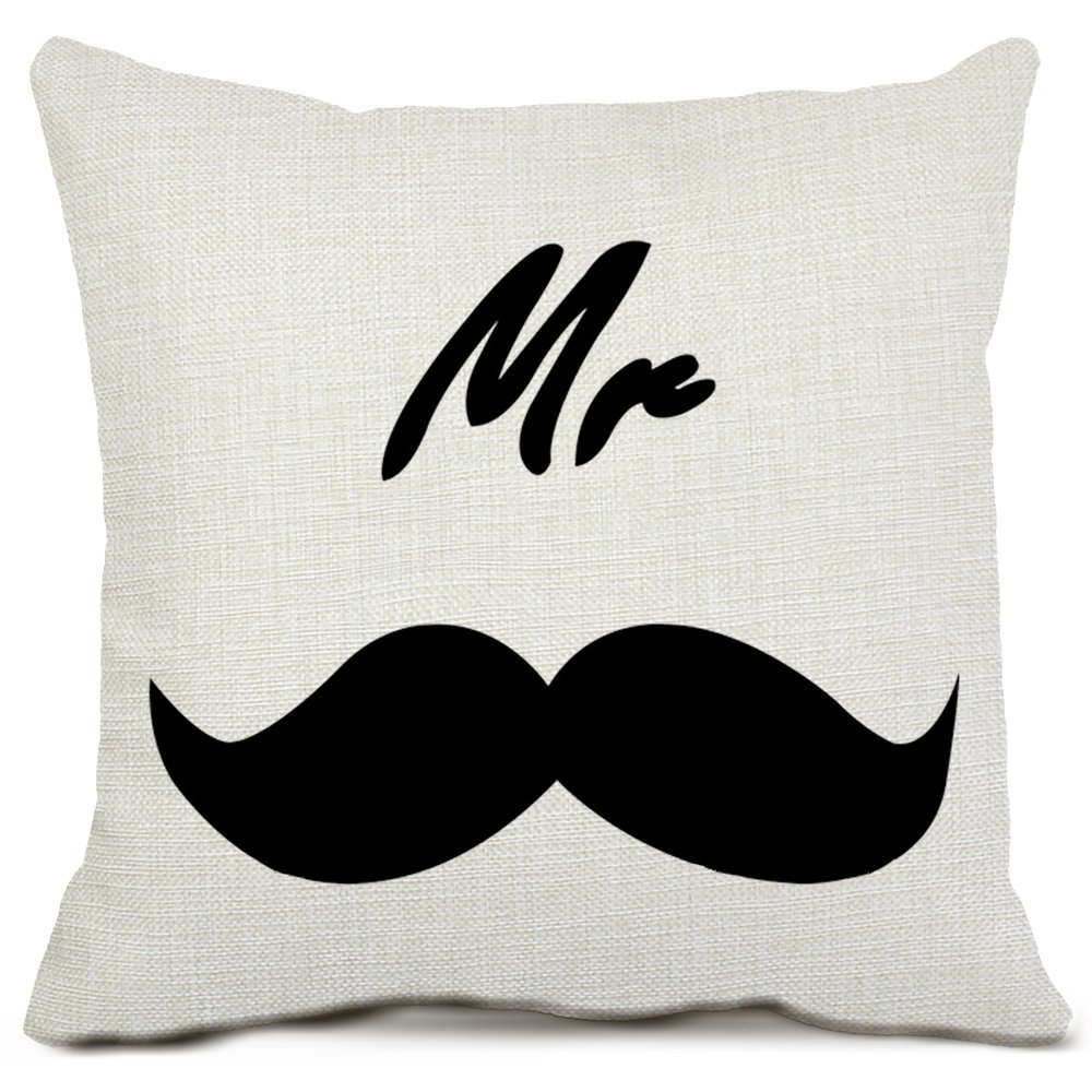 Amazon Com Mustache Decorative Throw Pillow Covers Cotton Linen