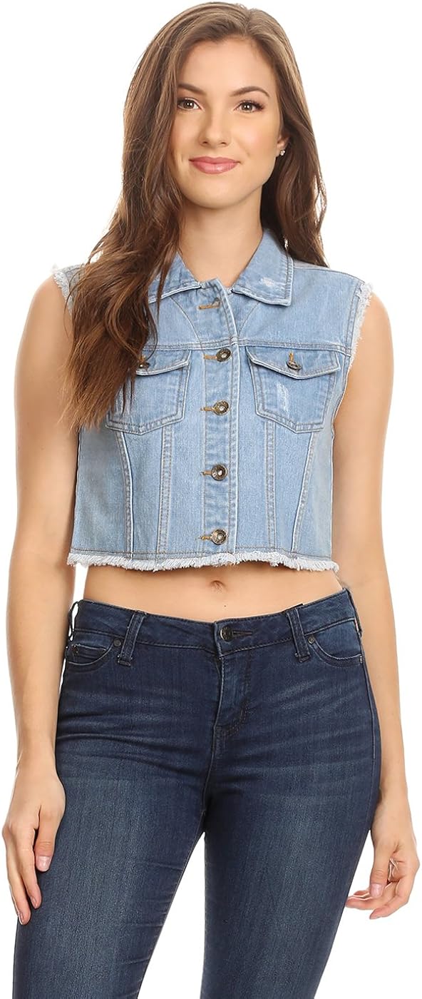 sleeveless cropped denim jacket