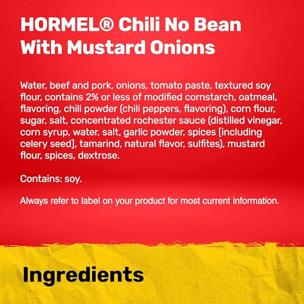 HORMEL CONEY ISLAND CHILI, NO BEAN WITH MUSTARD AND ONIONS, PERFECT FOR CHILI DOGS, 15 OUNCE