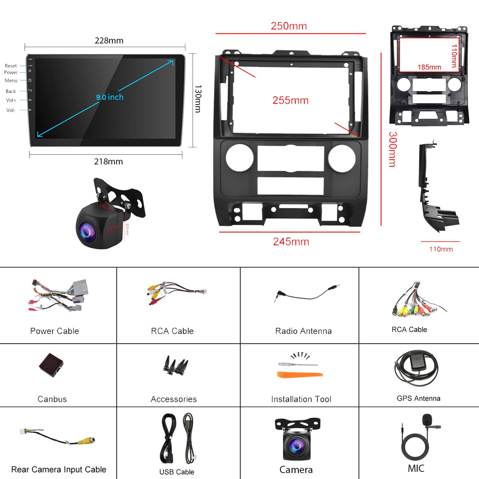 Android Car Stereo for Ford Escape/Kuga & Mazda Tribute 2007-2012 - Wired/Wireless CarPlay & Android Auto, 9