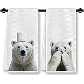 CosxHabitat Polar Bear Hand Towel for Bathroom Decor,16x24 in Set of 2,Funny Winter Gift for Women & Kids