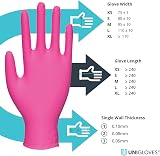 UNIGLOVES Magenta Pearl Nitrile Gloves Medium 100 Count Powder Free view 5