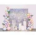 Shimmer Wall Backdrop Silver Iridescent Square Sequin Wall Panel Backdrop Decor for Wedding, Anniversary, Birthday, Party, 12 Panels