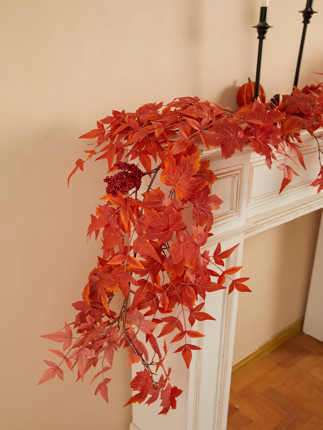 Wreaths, Garlands & Swags - Fall Decor - Fall Garland - 10FT Autumn Maples Leaf Garland for Autumn Decor Hanging Vine Garland for Halloween Thanksgiving Decor Home Wedding Fireplace Party Christmas